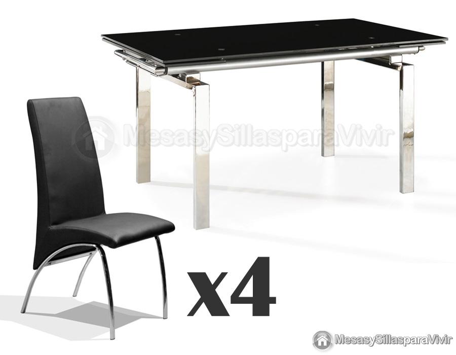 Foto conjunto de comedor de 1 mesa + 4 sillas mod. osaka - trevi
