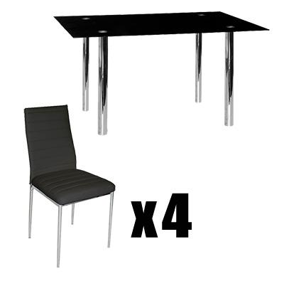 Foto Conjunto de mesa rectangular fija de 140 cms. y cuatro sillas ...