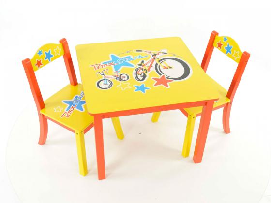 Foto Conjunto de mueble infantil Mesa y sillas - rojo / amarillo / azul
