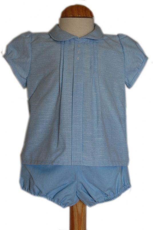 Foto Conjunto de niño blusa y pantalon de goma celeste