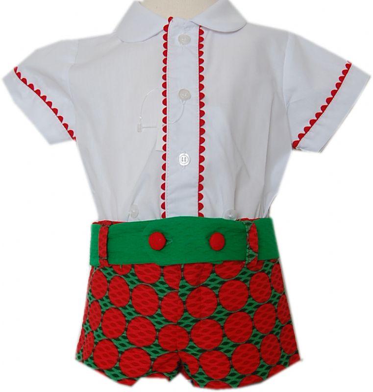 Foto Conjunto de niño camisa blanca y pantalón circulos