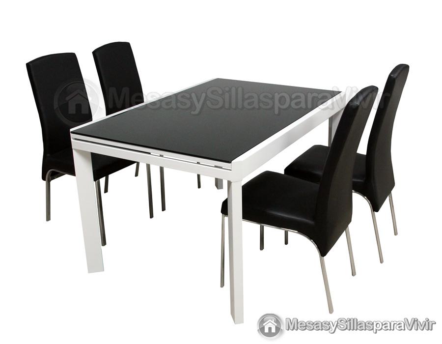 Foto conjunto mesa + 6 sillas negras mod. kyoto + dubai