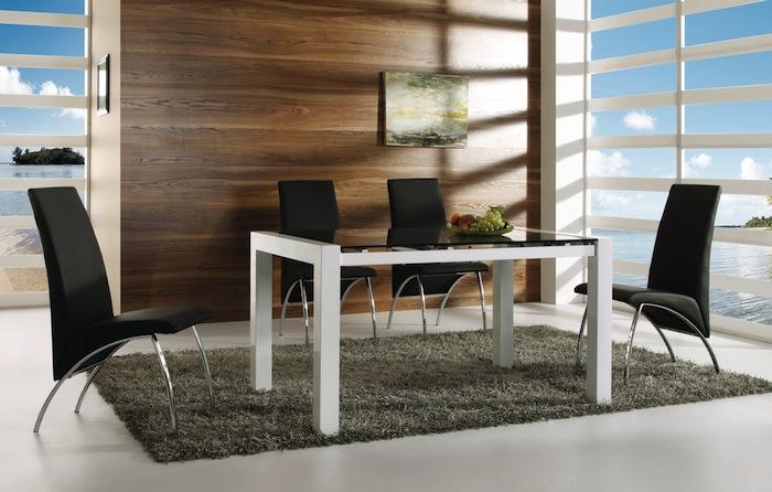 Foto conjunto mesa + 6 sillas negras mod. viena + trevi