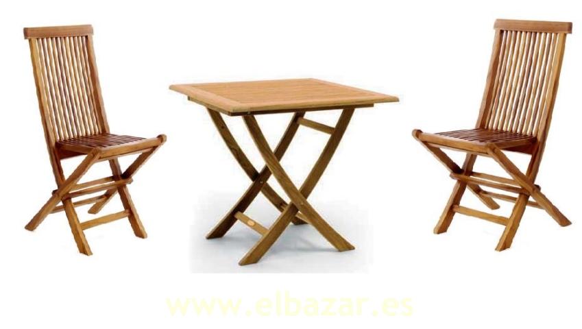 Foto Conjunto mesa plegable y 2 sillas de teca