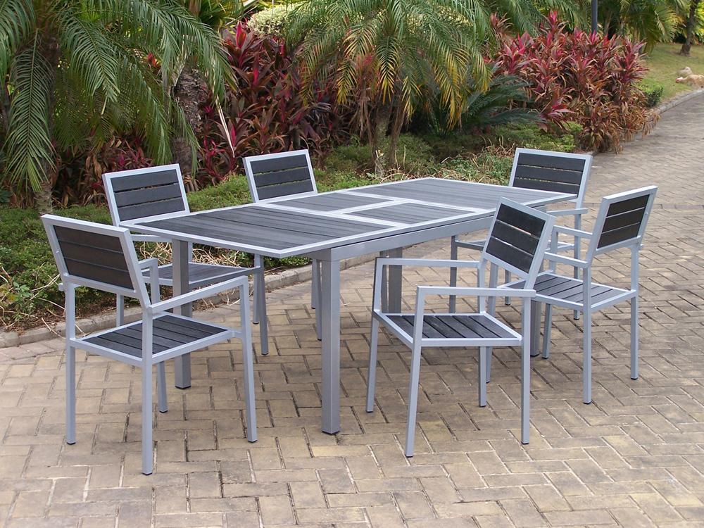 Foto conjunto mesa terraza en lamas + 6 sillas mod. tokio