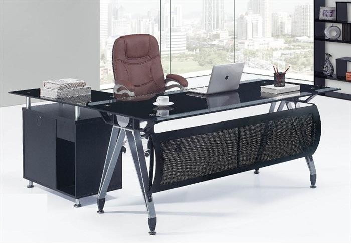 Foto Conjunto MG-6816TR, mesa + mueble ala, cristal transparente