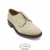 Foto CONSERVADOR > Zapato italiano Il Gergo de gamuza color arena blanca. Zapatos para hombre estilo brogue