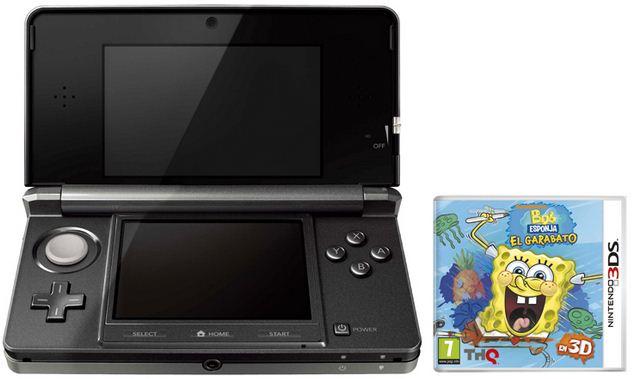 Foto Consola nintendo 3ds negra + bob esponja