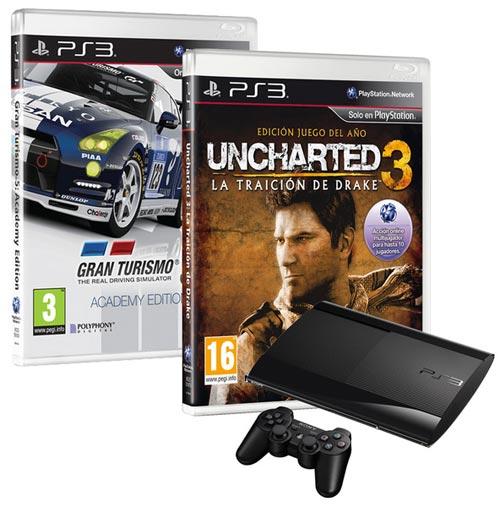 Foto consola sony ps3 500 gb + gt5 ac + uncharted 3 goty