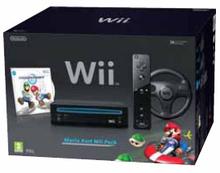 Foto Consola Wii Negra + Mario Kart + Volante Negro