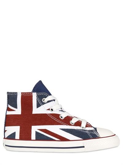 Foto converse tenis altos de lona de algodón union jack all star