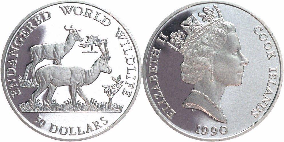 Foto Cook Islands 50 Dollars Silber 1990
