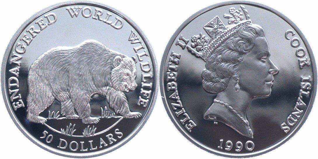 Foto Cook Islands 50 Dollars Silber 1990