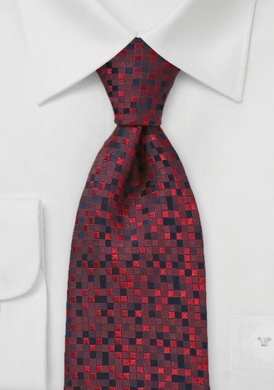 Foto Corbata mosaico rojo negro estrecha