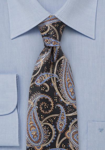 Foto Corbata paisley marrón azules