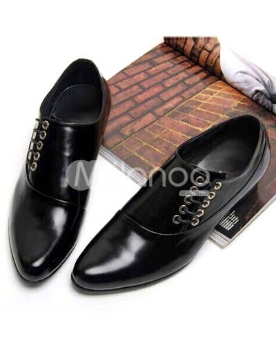 Foto Cordón de cuero de vaca de la gracia del dedo del pie puntiagudo zapatos de vestir para hombres