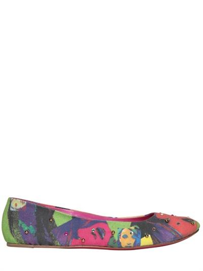 Foto cori amenta ballerinas flat de algodón de lona estampado comic