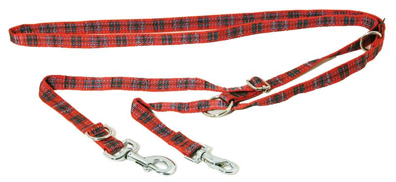 Foto correa de adiestramiento perro arka haok falda escocesa alegato rojo - anchura 20mm - longitud máximo 220cm