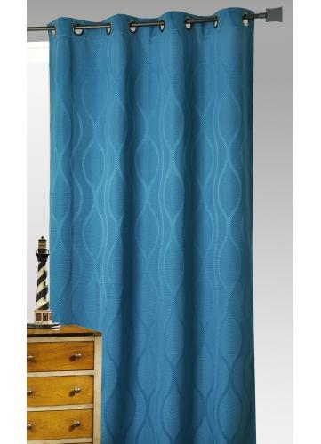 Foto Cortina Jacquard Ondulada Ultramar en Jacquard