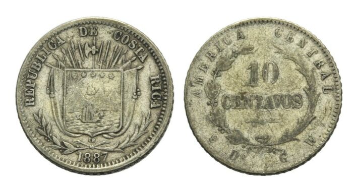 Foto Costa Rica 10 Centavos 1887