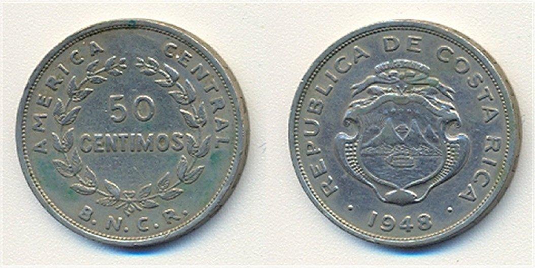 Foto Costa Rica 50 Centimos 1948