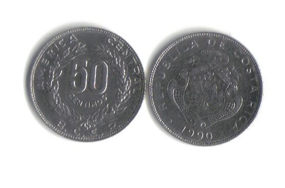 Foto Costa Rica 50 Centimos 1990