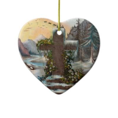 Foto Cruz religiosa del navidad en invierno Ornamentos De Reyes