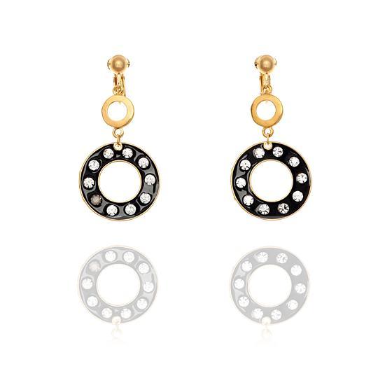 Foto Crystal Rimmed Circle Clip On Earrings