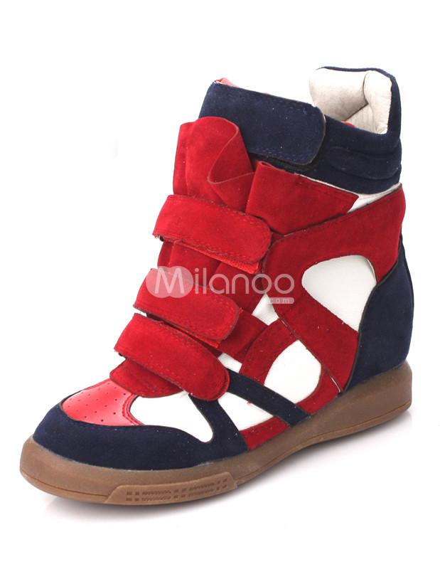 Foto Cu?a de bloqueo PU cuero mujer zapatillas deportivas de color