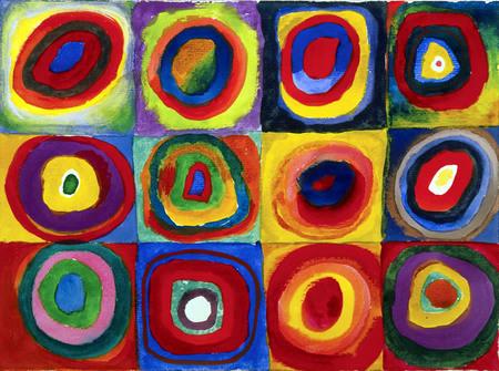 Foto Cuadro al óleo Estudio de Color en Cuadrados de Kandinsky