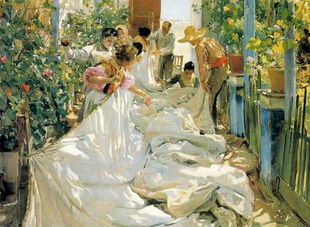 Foto Cuadro de Sorolla Cosiendo la Vela, costumbrismo español