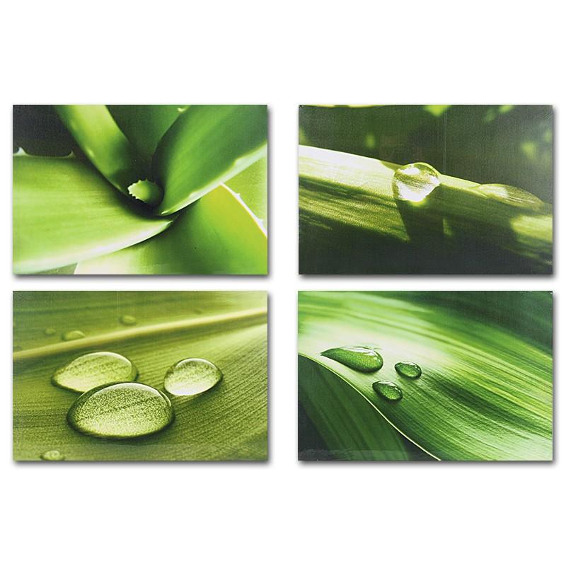Foto Cuadro impresion gotas 4/m verde lienzo 40 x 60 x 1,80 cm