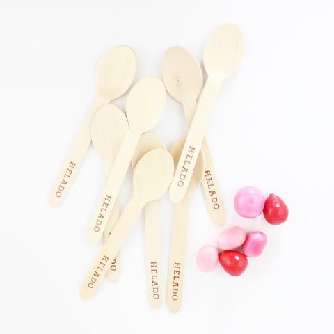 Foto Cucharas madera decoradas helado / 8 uds.