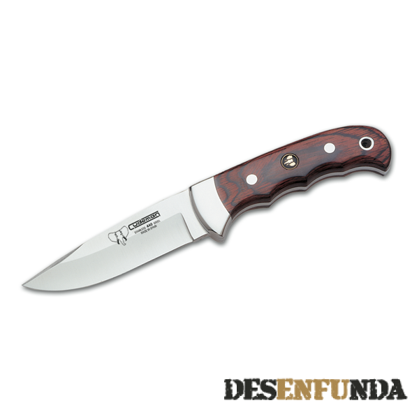 Foto Cuchillo de caza Cudeman con mango 'con dedos' de madera roja y hoja de 11 cm. de Acero 440 Incluye funda 146-r