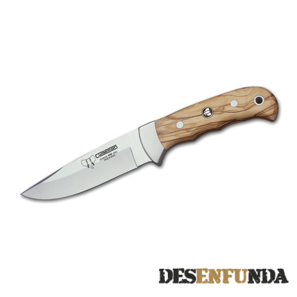 Foto Cuchillo de caza Cudeman con mango 'con dedos' de olivo y hoja de 11 cm. de Acero 440 Incluye funda 146-l