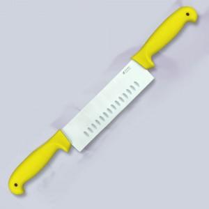 Foto Cuchillo Doble Mango Albainox para quesos con hoja alveolada Amarillo 17279
