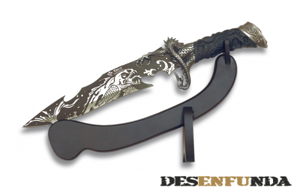 Foto Cuchillo Toledo Imperial para Coleccion Hoja Acero inox Tamaño total 36 cm Incluye peana 31632