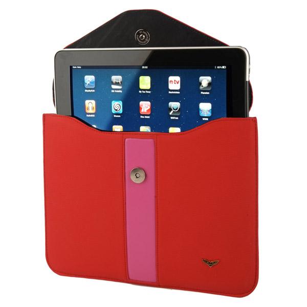 Foto Cuero MACLOVE del bolso de viaje funda para iPad de Apple rojo 1 + 2