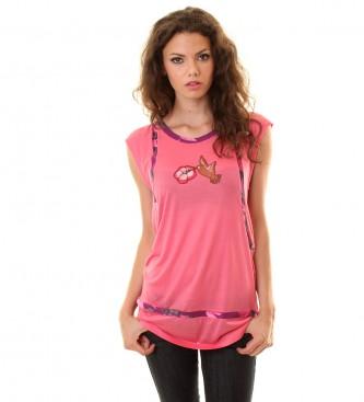 Foto Custo barcelona. Camiseta bird embroidery rosa