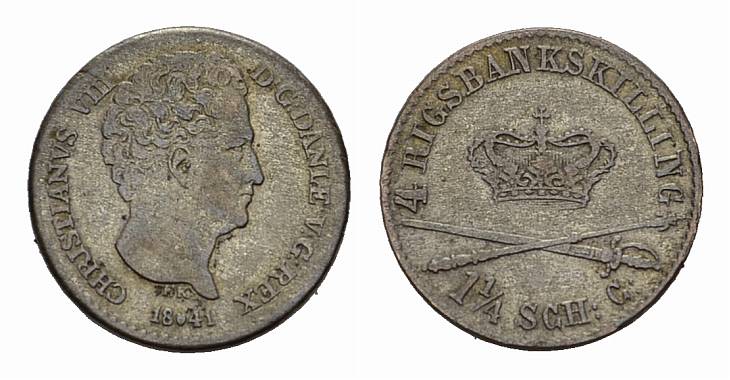 Foto DÄNemark 4 Rigsbankskilling 1841, Fk