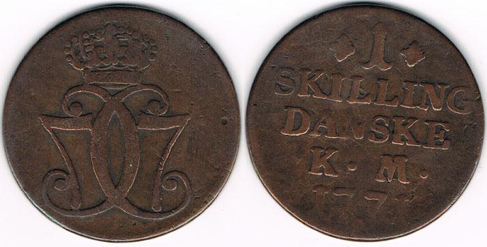 Foto Dänemark 1 Skilling 1771