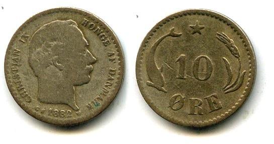 Foto Dänemark 10 Öre 1882