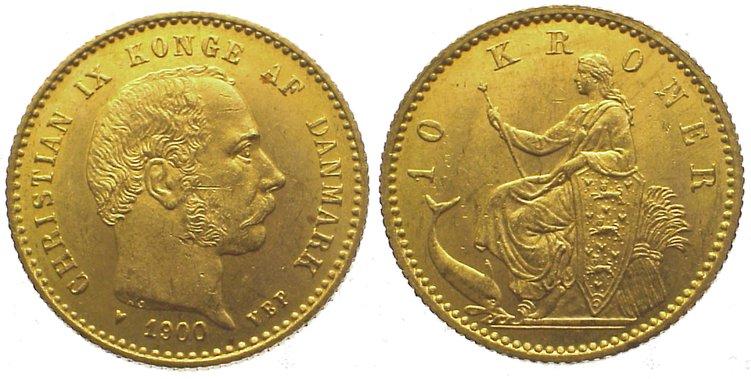 Foto Dänemark 10 Kronen Gold 1900