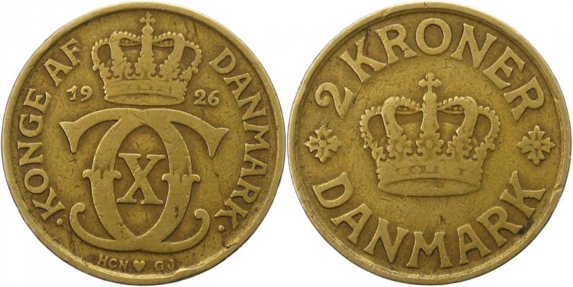 Foto Dänemark 2 Kronen 1926