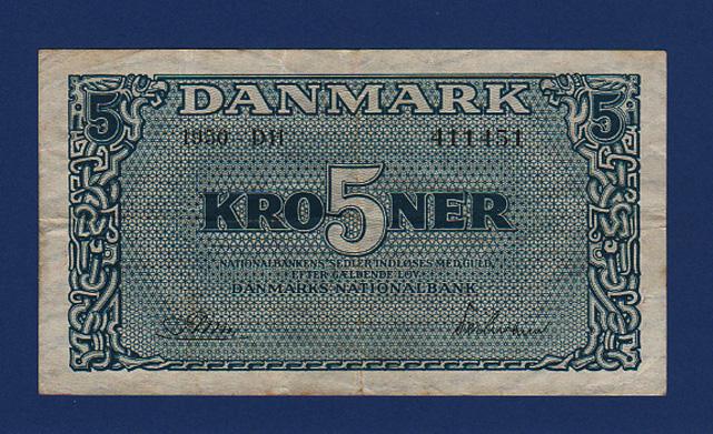 Foto Dänemark 5 Kroner 1950 Dh