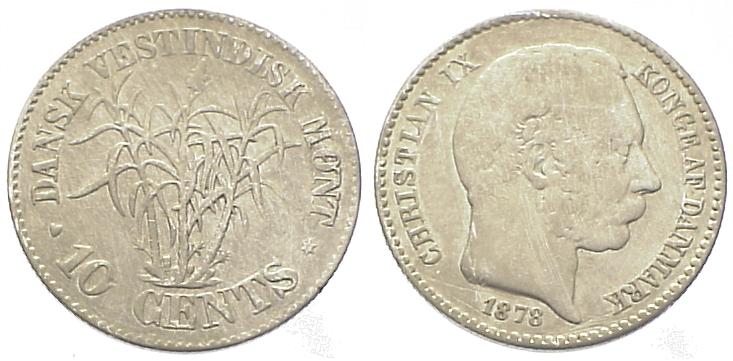 Foto Dänemark Dänisch-Westindien 10 Cents 1878