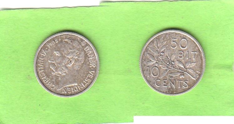 Foto Dänisch Westindien 50 Bit = 10 Cents 1905