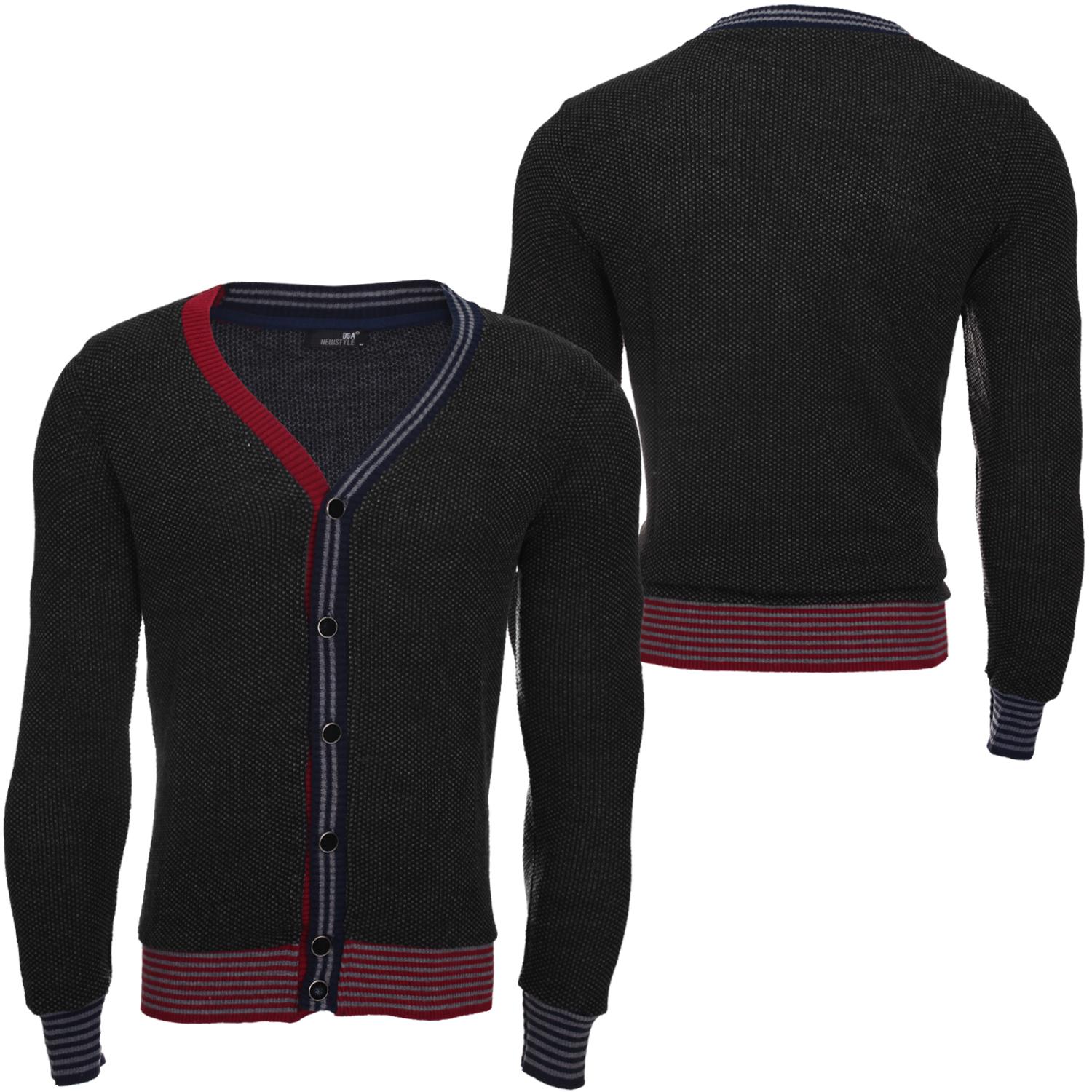 Foto D & A Lifestyle New Style Hombres Cardigan Gris Oscuro Rojo