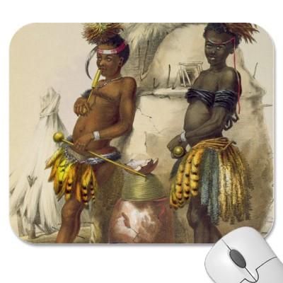 Foto Dabiyaki y Upapazi, muchachos del Zulú en vestido Tapete De Ratones