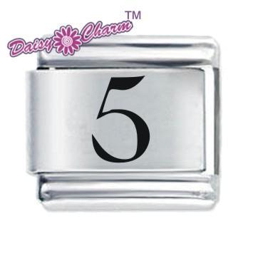 Foto Daisy Charm Number Five Etched Italian Charm